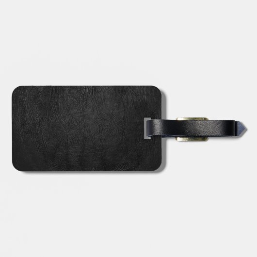 Schwarzes Leder Digital Gepäckanhänger (Rückseite horizontal)