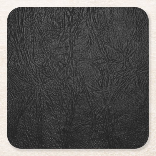 Schwarzes Leder Digital Rechteckiger Pappuntersetzer (Vorderseite)