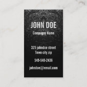 Schwarzes Leder fein verziert Visitenkarte (Rückseite)