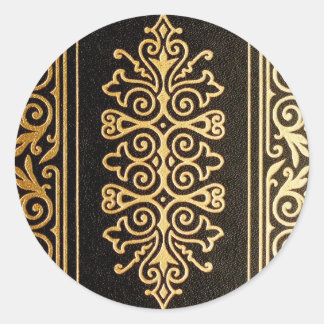 Schwarzes Leder Gold Embossed Muster Runder Aufkleber