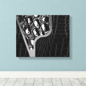 Schwarzes Leder Krokodil Textur Leinwanddruck (Insitu (Holzboden))