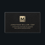 Schwarzes Leder Luxus Gold Erstlogo Visitenkarte<br><div class="desc">Entwickelt für Anwesen-Planer,  Anwaltskanzleien und Rechtsanwaltskanzleien. Diese einfachen luxuriösen Visitenkarten eignen sich ideal für die Vernetzung.</div>