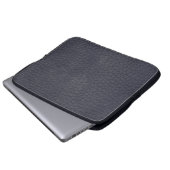 Schwarzes Leder Maskuline Rustikale Haut Laptopschutzhülle (Vorne Knopf)