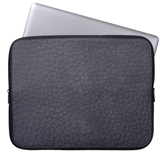 Schwarzes Leder Maskuline Rustikale Haut Laptopschutzhülle (Vorderseite)