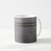 Schwarzes Leder mit weißer Heftung Kaffeetasse (VorderseiteRechts)