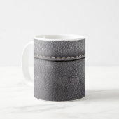 Schwarzes Leder mit weißer Heftung Kaffeetasse (Vorderseite Links)