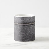 Schwarzes Leder mit weißer Heftung Kaffeetasse (Mittel)
