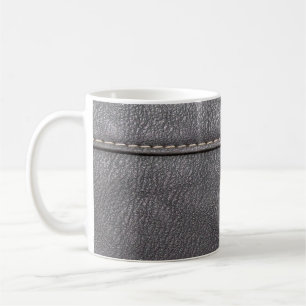Schwarzes Leder mit weißer Heftung Kaffeetasse