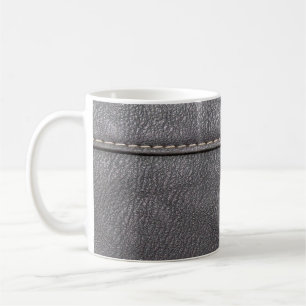 Schwarzes Leder mit weißer Heftung Kaffeetasse