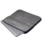 Schwarzes Leder mit weißer Heftung Laptopschutzhülle (Vorne Knopf)