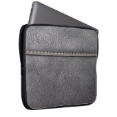 Schwarzes Leder mit weißer Heftung Laptopschutzhülle (Vorne Rechts)
