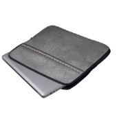 Schwarzes Leder mit weißer Heftung Laptopschutzhülle (Vorne Knopf)