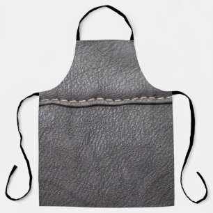 Schwarzes Leder mit weißer Heftung Schürze