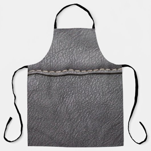 Schwarzes Leder mit weißer Heftung Schürze (Vorderseite)