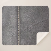 Schwarzes Leder mit weißer Heftung Sherpadecke (Vorderseite (Horizontal))