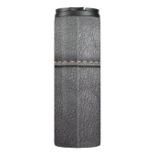 Schwarzes Leder mit weißer Heftung Thermosbecher (Rückseite)
