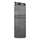 Schwarzes Leder mit weißer Heftung Thermosbecher (Nach rechts gedreht)