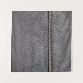 Schwarzes Leder mit weißer Heftung Wandteppich (Vorderseite (Horizontal))