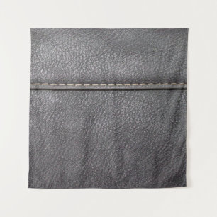 Schwarzes Leder mit weißer Heftung Wandteppich