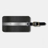 Schwarzes Leder Nachahmung Snakeskin Muster Custom Gepäckanhänger (Vorderseite horizontal)