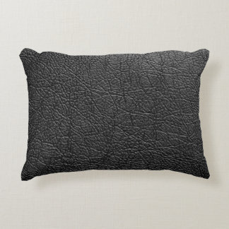 Schwarzes Leder: nahtlose Nahtstruktur. Dekokissen