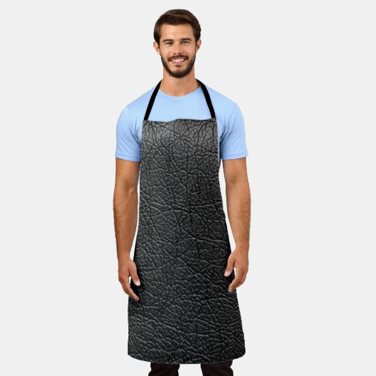 Schwarzes Leder: nahtlose Nahtstruktur. Schürze (Getragen)