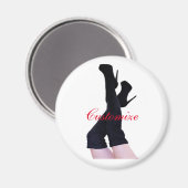 Schwarzes Leder Oberschenkelhohe Stiefel Thunder_C Magnet (Vorderseite/Rückseite)