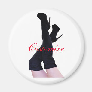 Schwarzes Leder Oberschenkelhohe Stiefel Thunder_C Magnet