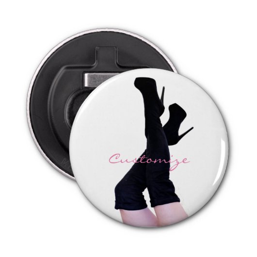 Schwarzes Leder Oberschenkelstiefel Thunder_Cove Flaschenöffner (Vorderseite)