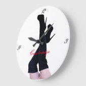 Schwarzes Leder Oberschenkelstiefel Thunder_Cove Große Wanduhr (Winkel)