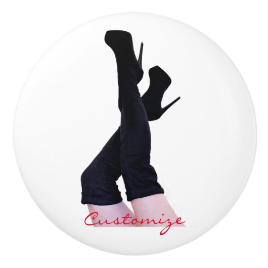 Schwarzes Leder Oberschenkelstiefel Thunder_Cove Keramikknauf (Vorderseite)