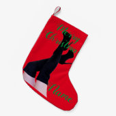 Schwarzes Leder Oberschenkelstiefel Thunder_Cove Kleiner Weihnachtsstrumpf (Vorderansicht (hängend))