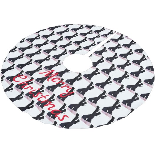 Schwarzes Leder Oberschenkelstiefel Thunder_Cove Polyester Weihnachtsbaumdecke (Schrägansicht)