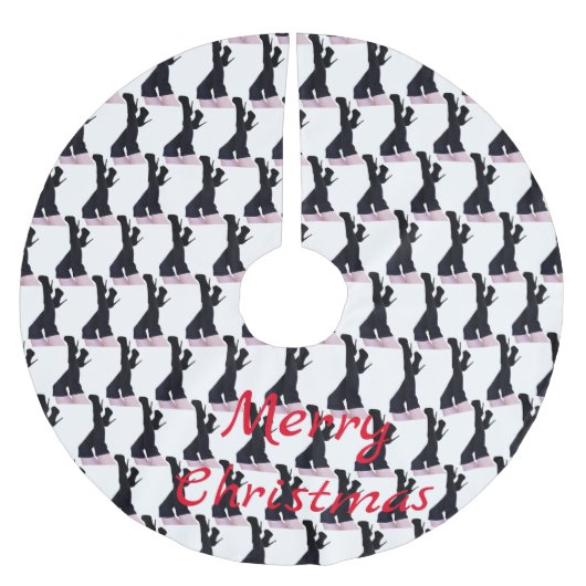 Schwarzes Leder Oberschenkelstiefel Thunder_Cove Polyester Weihnachtsbaumdecke (Vorderseite)