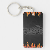 Schwarzes Leder Orange Flammen Hot Fire Motorrad