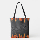 Schwarzes Leder Orange Flammen Hot Fire Motorrad Tasche (Rückseite)