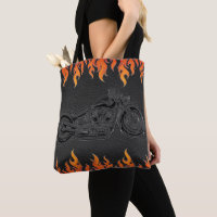 Schwarzes Leder Orange Flammen Hot Fire Motorrad