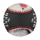 Schwarzes Leder Print Best Vater 2 FotoCollage Baseball (Rückseite)