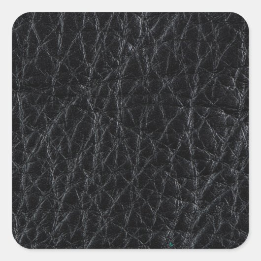 Schwarzes Leder Quadratischer Aufkleber (Vorderseite)