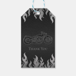Schwarzes Leder Silber Chrom Motorrad Biker Party Geschenkanhänger