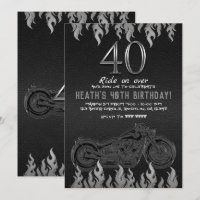 Schwarzes Leder Silber Motorrad 40TH 40 Geburtstag