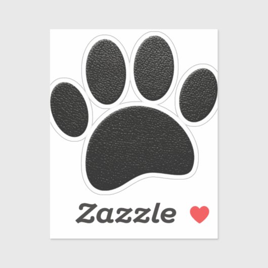 Schwarzes Leder Textur Dog Paw Print Aufkleber (Blatt)