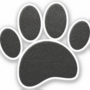 Schwarzes Leder Textur Dog Paw Print Aufkleber