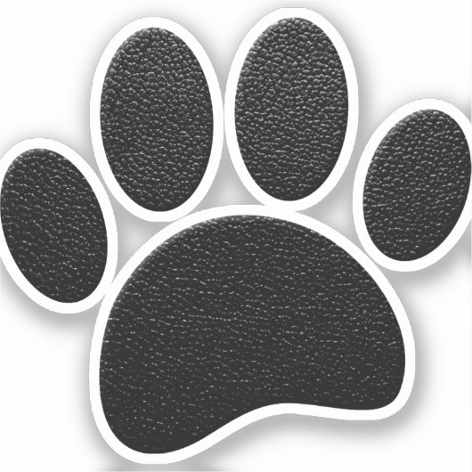 Schwarzes Leder Textur Dog Paw Print Aufkleber (Vorderseite)