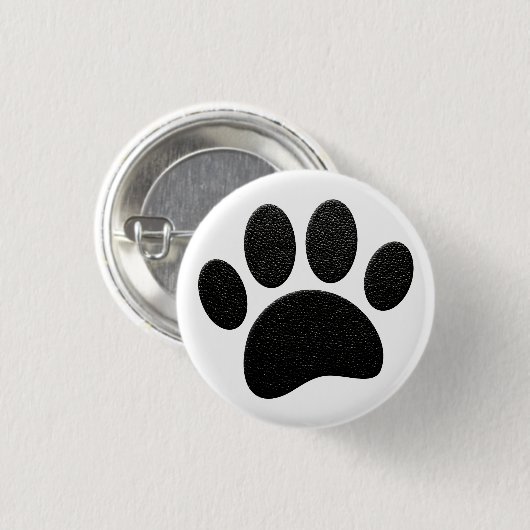 Schwarzes Leder Textur Dog Paw Print Button (Vorne & Hinten)