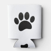 Schwarzes Leder Textur Dog Paw Print Dosenkühler (Rückseite)