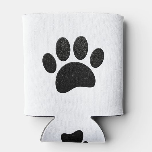 Schwarzes Leder Textur Dog Paw Print Dosenkühler (Rückseite)