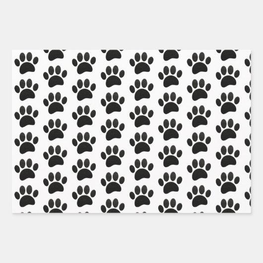 Schwarzes Leder Textur Dog Paw Print Geschenkpapier Set (Vorderseite 3)