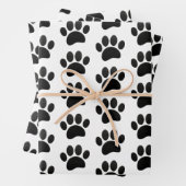 Schwarzes Leder Textur Dog Paw Print Geschenkpapier Set (Beispiel)