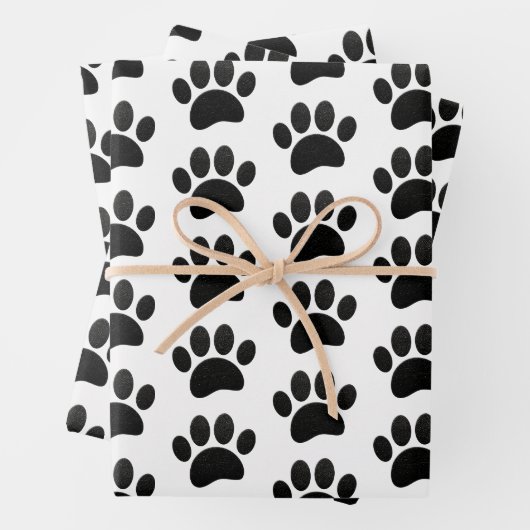 Schwarzes Leder Textur Dog Paw Print Geschenkpapier Set (Beispiel)